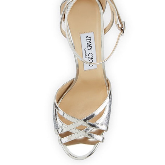 JIMMY CHOO Laurita Leather Glitter Platform Sandal - Picture 5 of 8